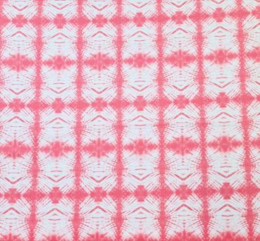 French Terry Batik Muster Weiß Pink